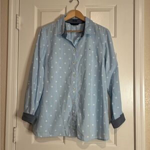 Tommy Hilfiger Light Blue Polka Dot Button Down Shirt